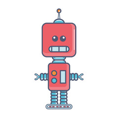 Isolated colored robot toy icon flat design Vector