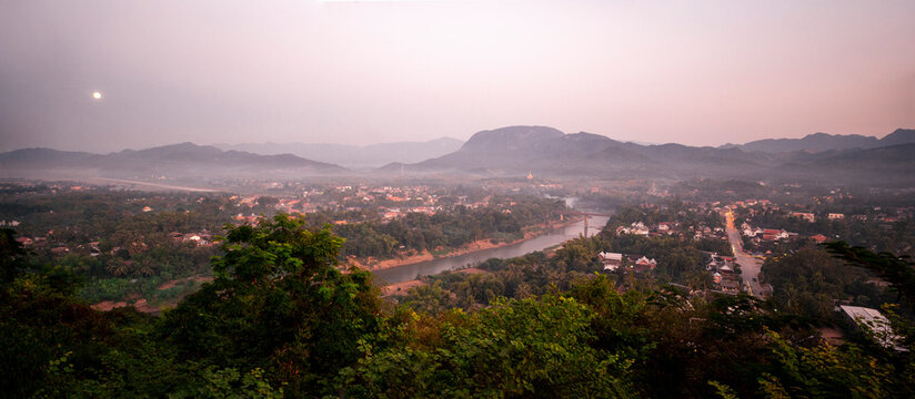 Panoramic view of Nam Khan River in Luang Prabang 