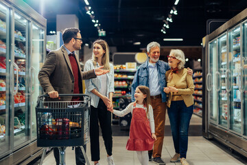 Three generation family in shopping