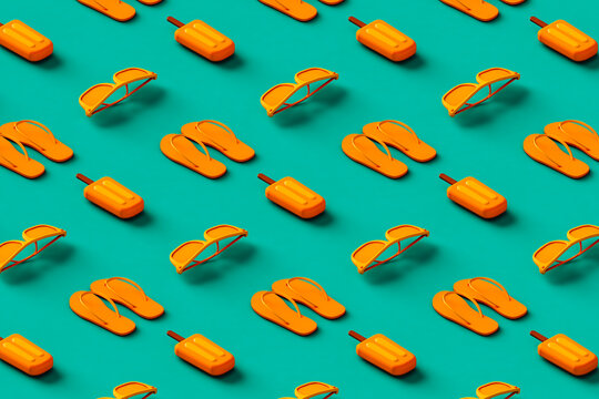 a pattern of Summer vacation concept. 3d render