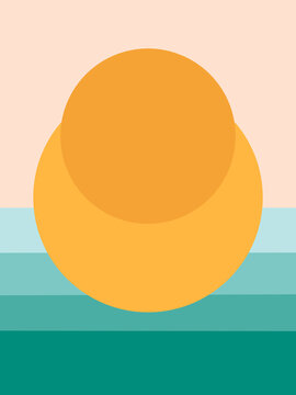 Vibrant Geometric Artwork In Turquoise And Yellow