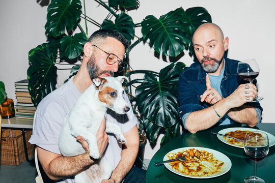 Gay Couple Eating at Home