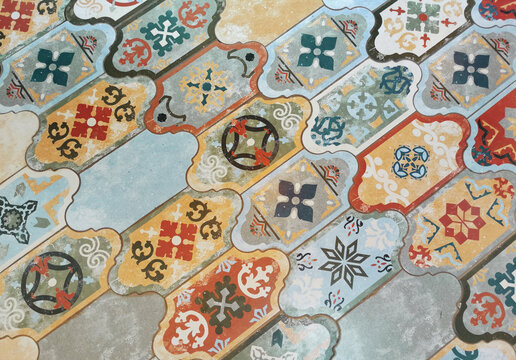colorful retro decorative floor tile 