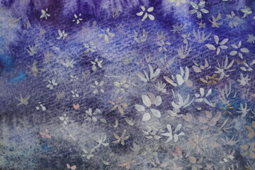 水彩画　水彩　背景　ウオーターカラー　グラフィック　抽象的な　宇宙観　手書き　絵の具　水彩 カラフル　背景　バックグランド　花　雪