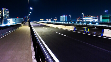Fototapeta na wymiar Urban night view and asphalt road_02