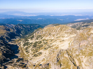Fototapeta na wymiar Aerial view of Rila Mountain near Malyovitsa peak, Bulgaria