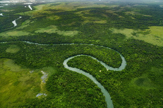 Aerial shot of a river