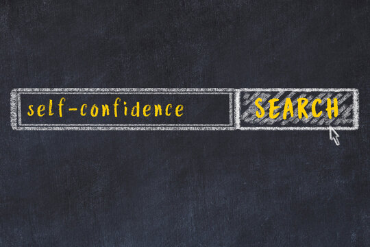Chalk sketch of browser window with search form and inscription self-confidence