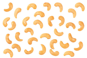 Cashew nuts isolated on white background.