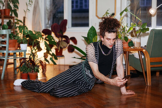 Handsome young adult stylish male