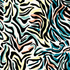 Obraz premium colorful zebra pattern design. Luminous fabric pattern.