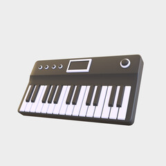 piano keyboard icon 3d music instrument illustration render