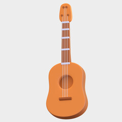 acoustic guitar icon 3d music instrument illustration render - obrazy, fototapety, plakaty