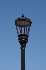 Fototapeta na wymiar Top part of a modern LED street lamp in retro style look