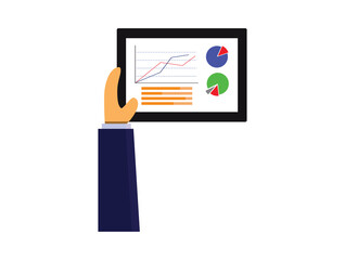 Businessman hold tablet with Business graph, vector illustration