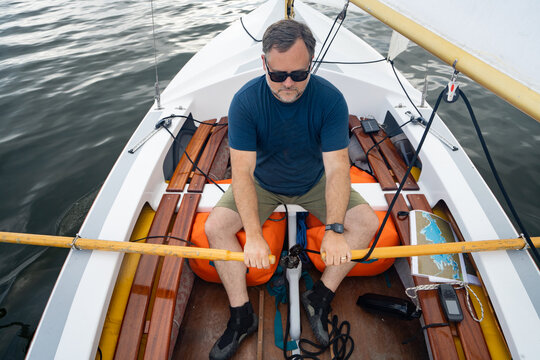 Rowing Wayfarer Sailboat on Lake Nipissing Canada