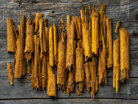 cinnamon bark on a wood tabletop