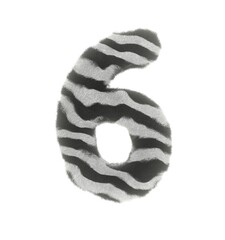 Furry Zebra Themed Font Number 6