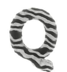 Furry Zebra Themed Font Letter Q