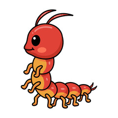 Cute little centipede cartoon character