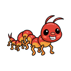 Cute little centipede cartoon character