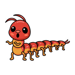 Cute little centipede cartoon character
