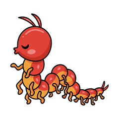 Cute little centipede cartoon kissing