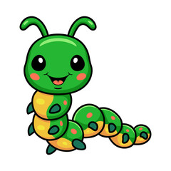 Cute little caterpillar cartoon character