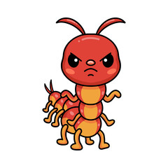 Cute angry little centipede cartoon