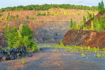 Beautiful summer view of old Abandoned Stone Quarry