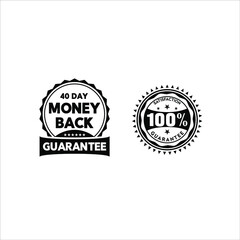 Two stamp vector retro badge with money back guarantee text