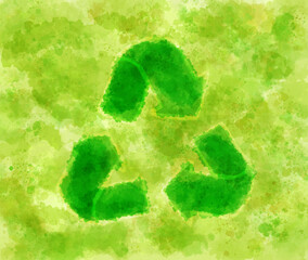 Fototapeta na wymiar Ecology recycle symbol with painting concept graphic template