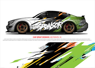 Race car wrap design vector for vehicle vinyl sticker and automotive decal livery
