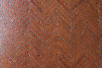 Herringbone pattern brick floor
