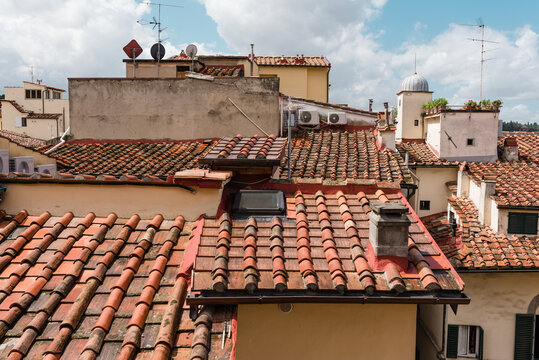 Traditional red tiled roofs in Florence, Italy