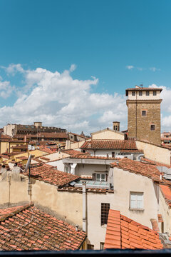 Conventional red tiled roofs in Florence, Italy