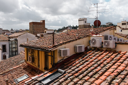 Classic red tiled roofs in Florence, Italy