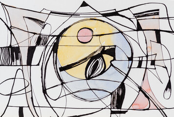 An Abstract Drawing; indian ink and Watercolour.