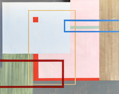 An abstract painting; rectangles of transparent paint.