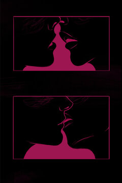 Kissing Close Up Illustration