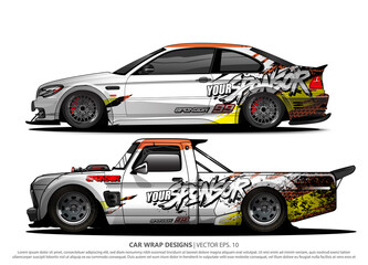 Race car wrap design vector for vehicle vinyl sticker and automotive decal livery
