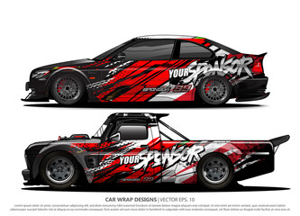 Naklejka premium Race car wrap design vector for vehicle vinyl sticker and automotive decal livery 