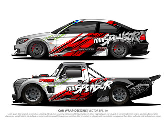 Race car wrap design vector for vehicle vinyl sticker and automotive decal livery
