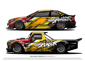 Race car wrap design vector for vehicle vinyl sticker and automotive decal livery
