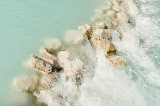 Water flowing over rocks in a river