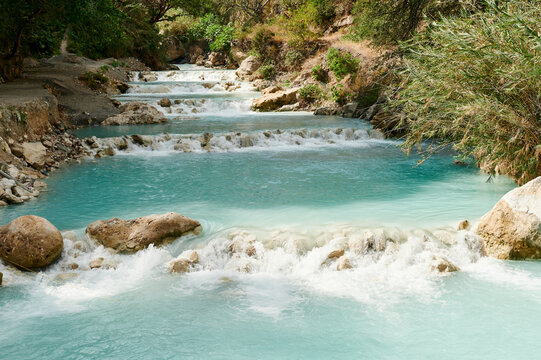Water flowing over rapids in scenic river