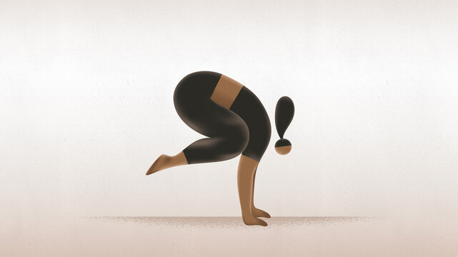 Black woman doing yoga. Parsva Bakasana Side Crow Crane