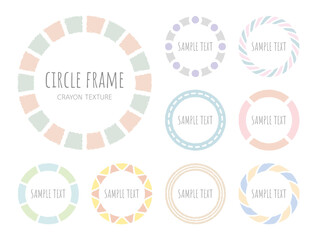 クレヨン風テクスチャー｜正円の抽象フレームセット