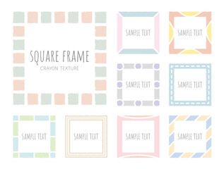 クレヨン風テクスチャー｜正方形の抽象フレームセット