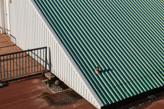 A triangular warehouse roof
